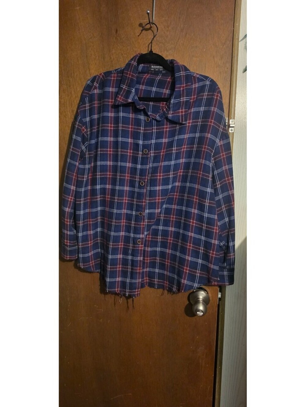 BLOOMCHIC Blue and Red Plaid Button-Up Shirt Size US 12